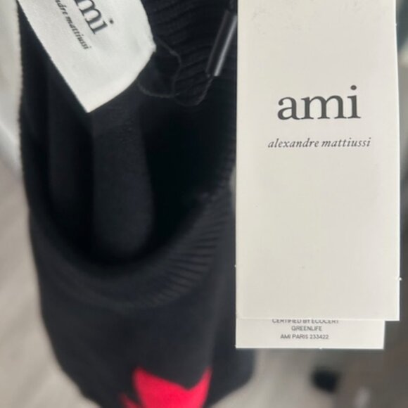 Ami de Coeur Ami Paris Black Red Heart Sweater Unisex M - Picture 6 of 7